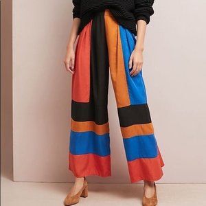 Mara Hoffman Multicolor Wide-Leg Pants Color Block Trousers Size 12